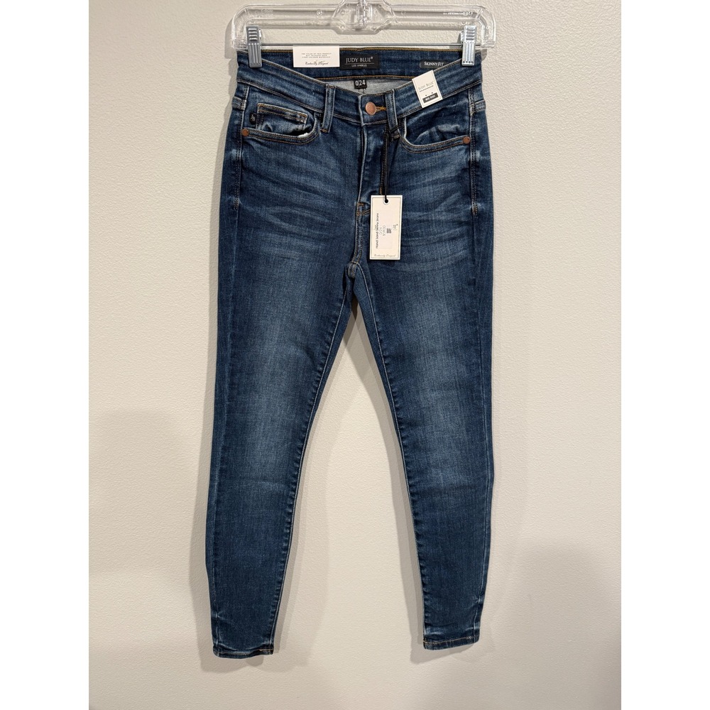 Judy Blue‎ Women's Skinny Fit Mid Rise Dark Wash Denim Jeans Size 0 24